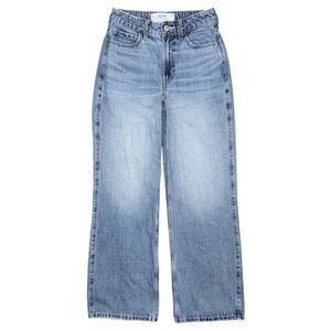 Hollister Ultra High Rise Baggy Jeans Medium Wash 100% Cotton Women’s Sz 0 / 25